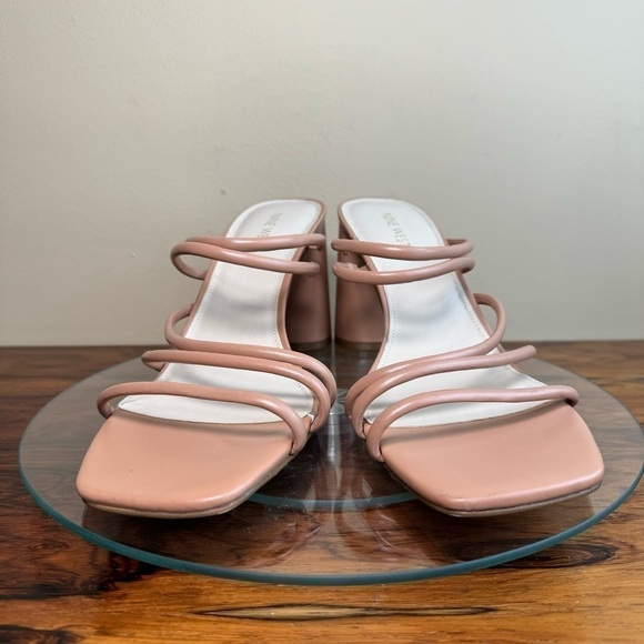 NINE WEST Strappy Open Toe Heel Sandals Platform Block Heels Size 12 - Picture 5 of 16